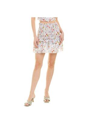 70/21 Floral Smocked Mini Skirt Ruffle Hem Saks $160 NWT Small (4-6)